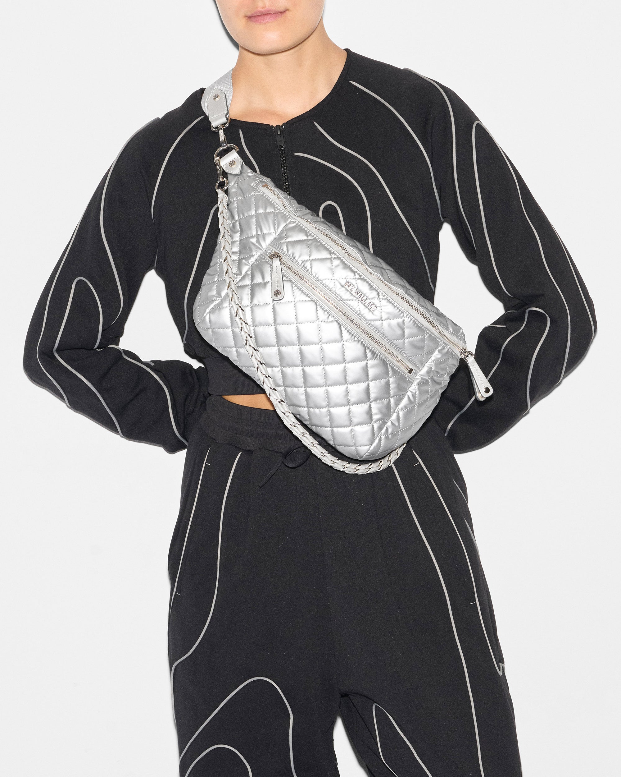 Matte Silver Crosby Crossbody Sling Bag - Image 2