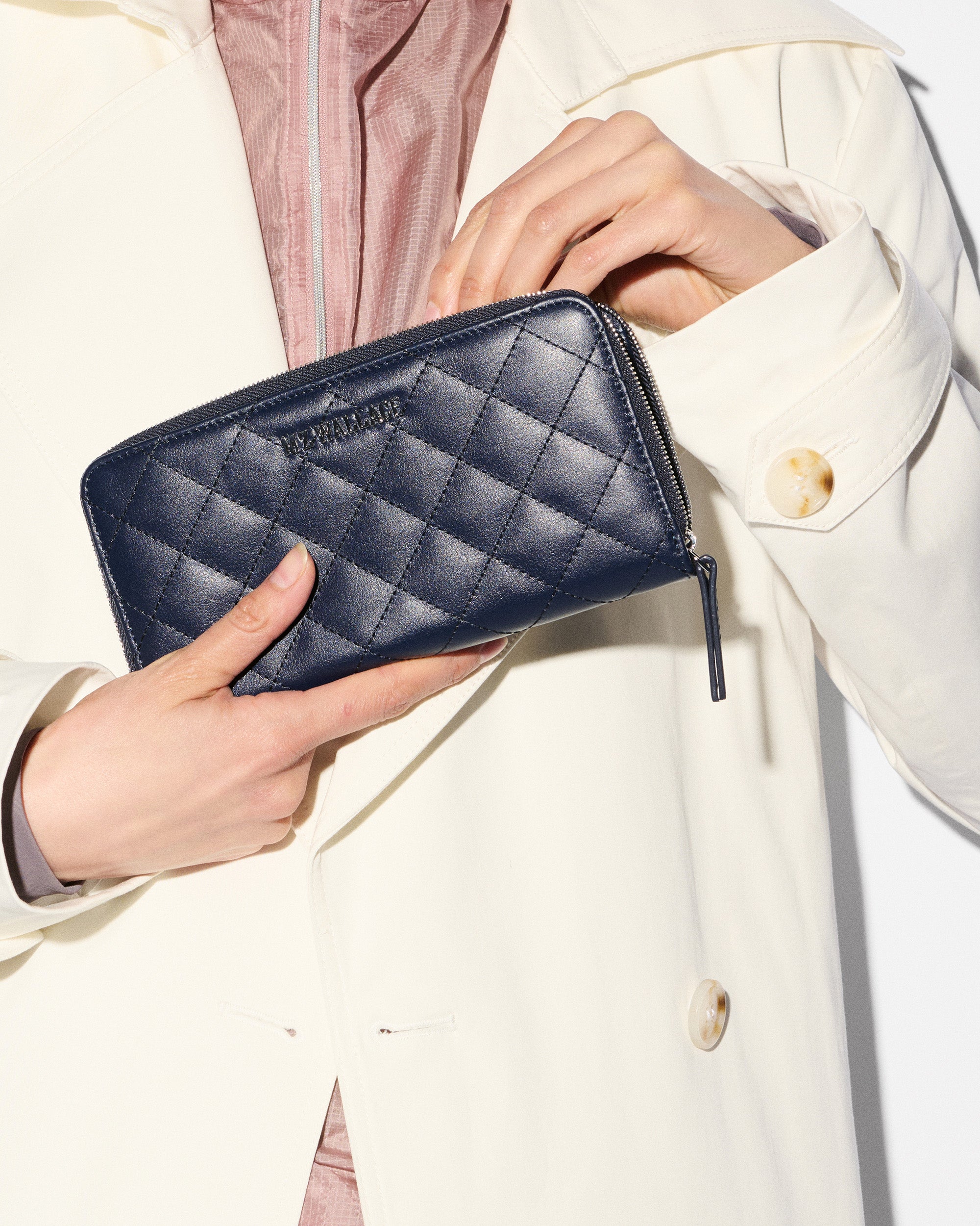 Dark Navy Long Zip Round Wallet - Image 2