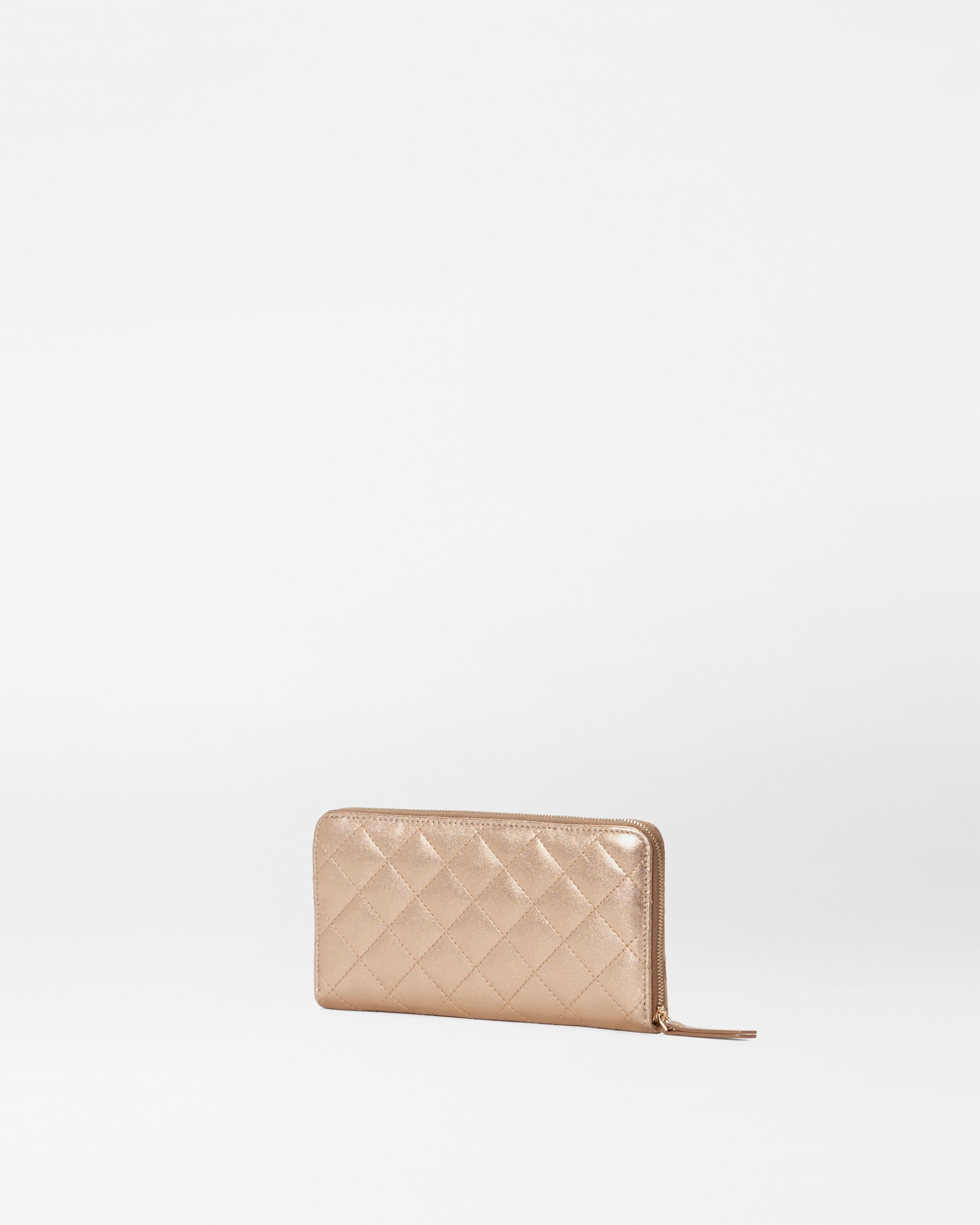 Honey Metallic Leather Long Zip Round Wallet - Image 3