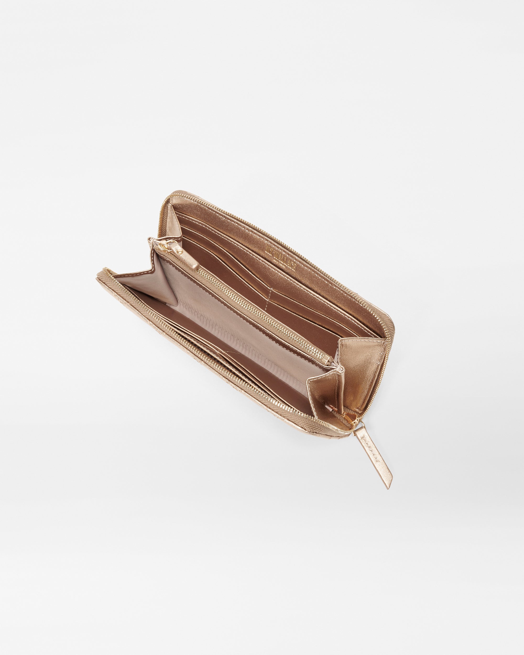 Honey Metallic Leather Long Zip Round Wallet - Image 4