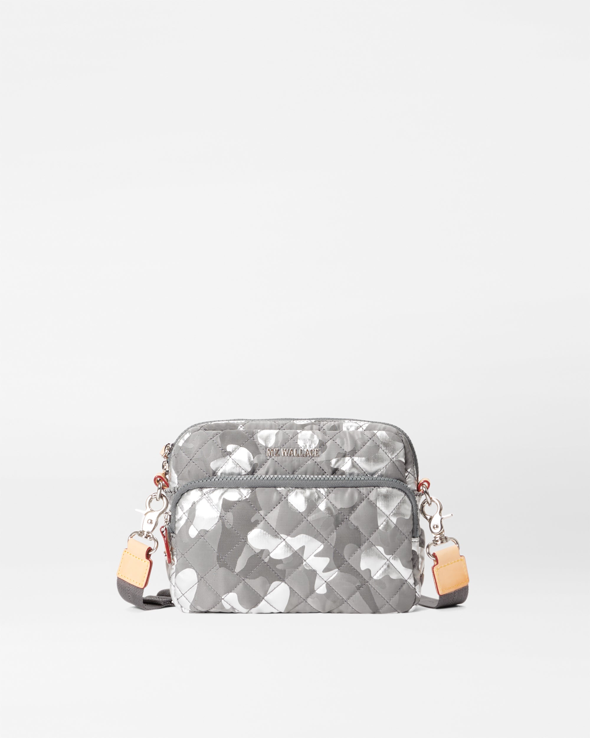 Silver Metallic Camo Small Metro Camera Crossbody Bag