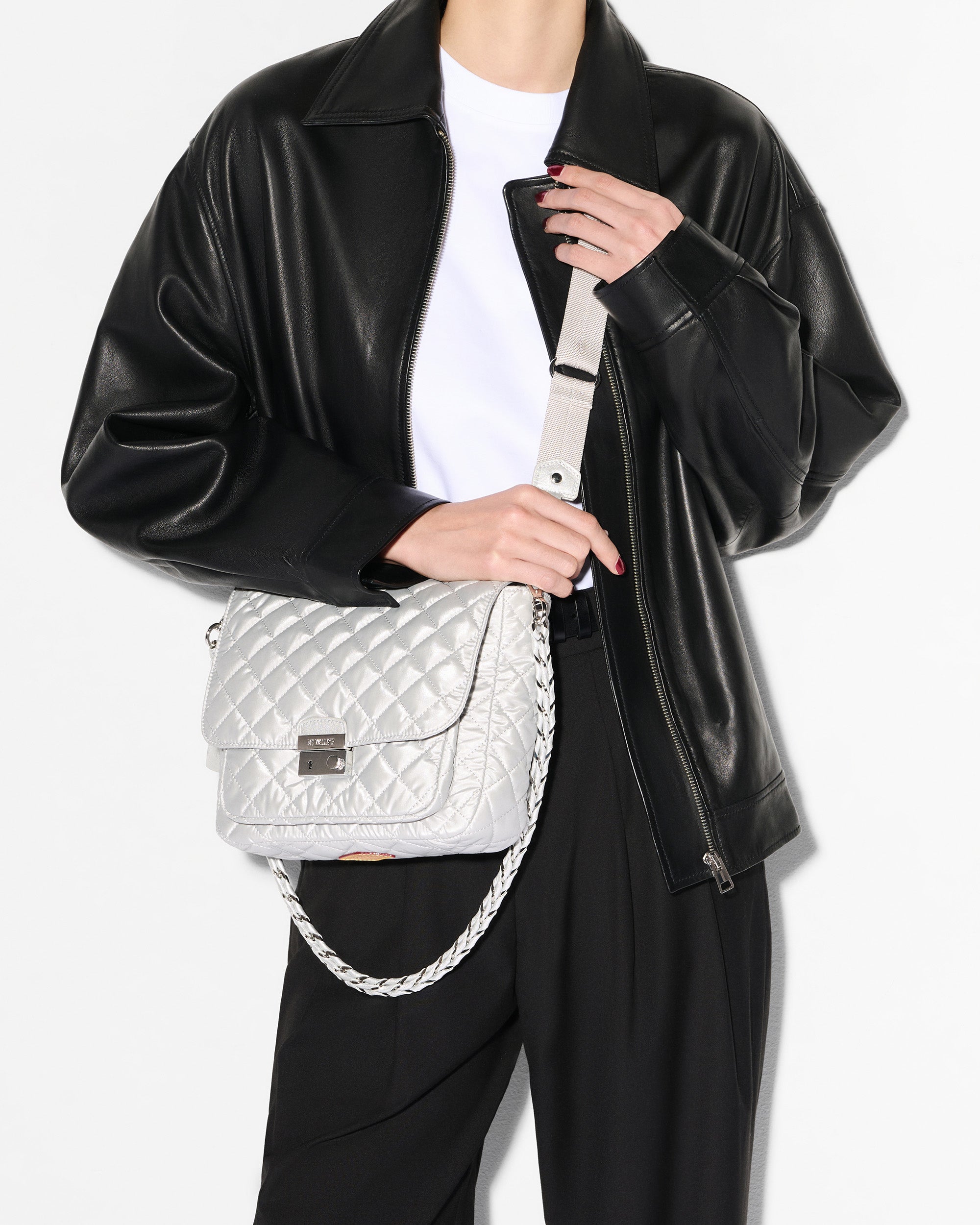 Oyster Metallic Medium Crosby Lock Crossbody - Image 3