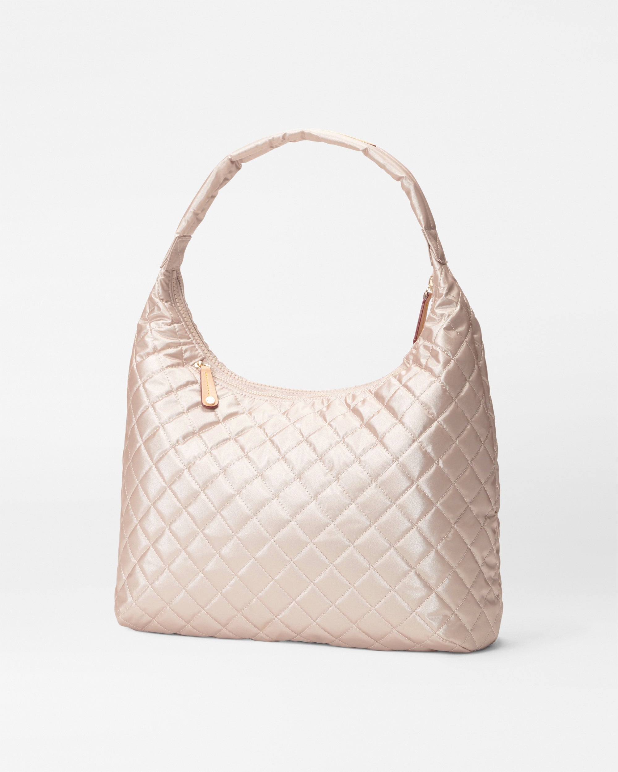 Pale Rose Gold Metallic Large Metro Shoulder Bag - Image 3