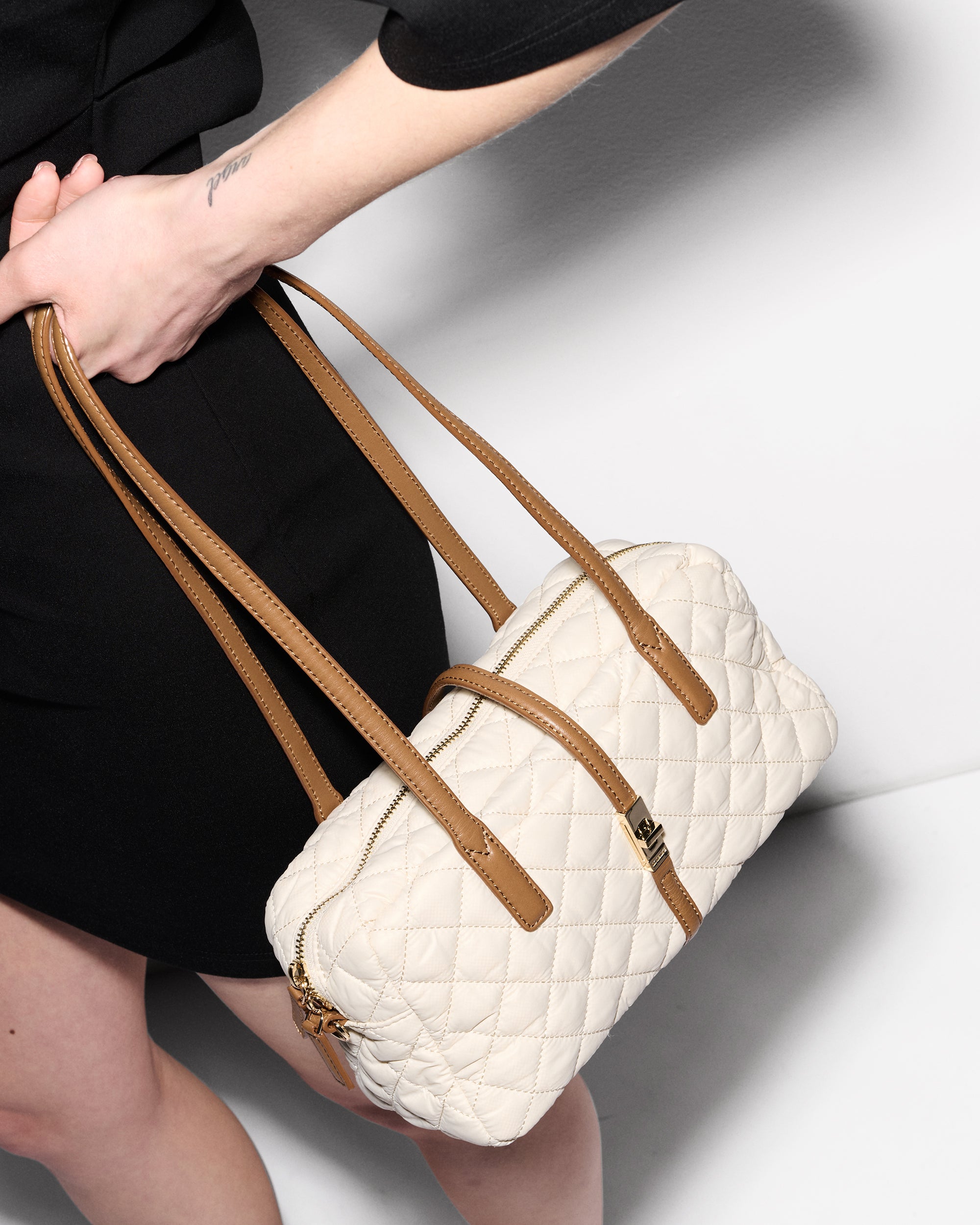 Sandshell with Brown Small Astor Satchel Shoulder - Image 2
