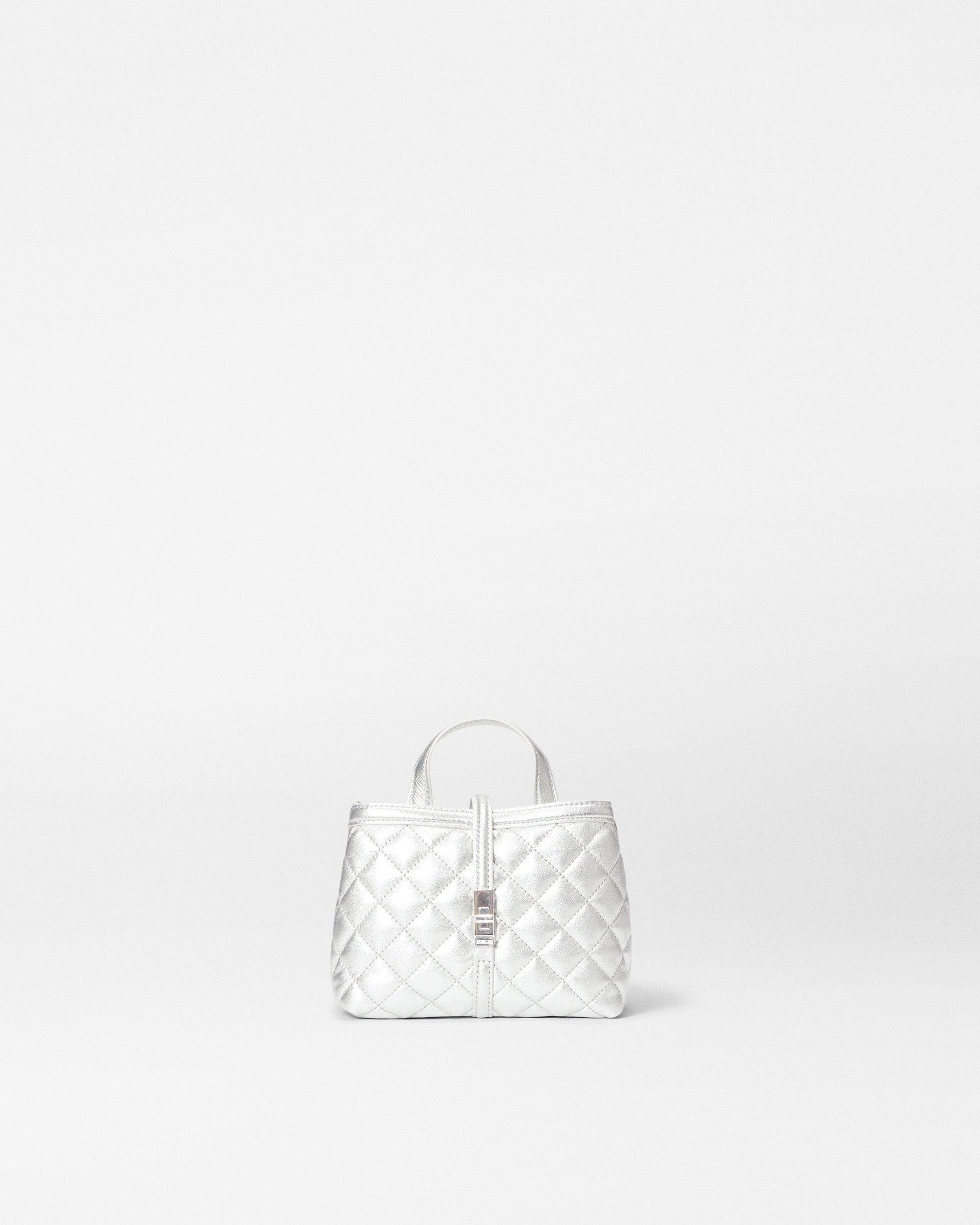 Silver Leather Mini Astor Top Handle