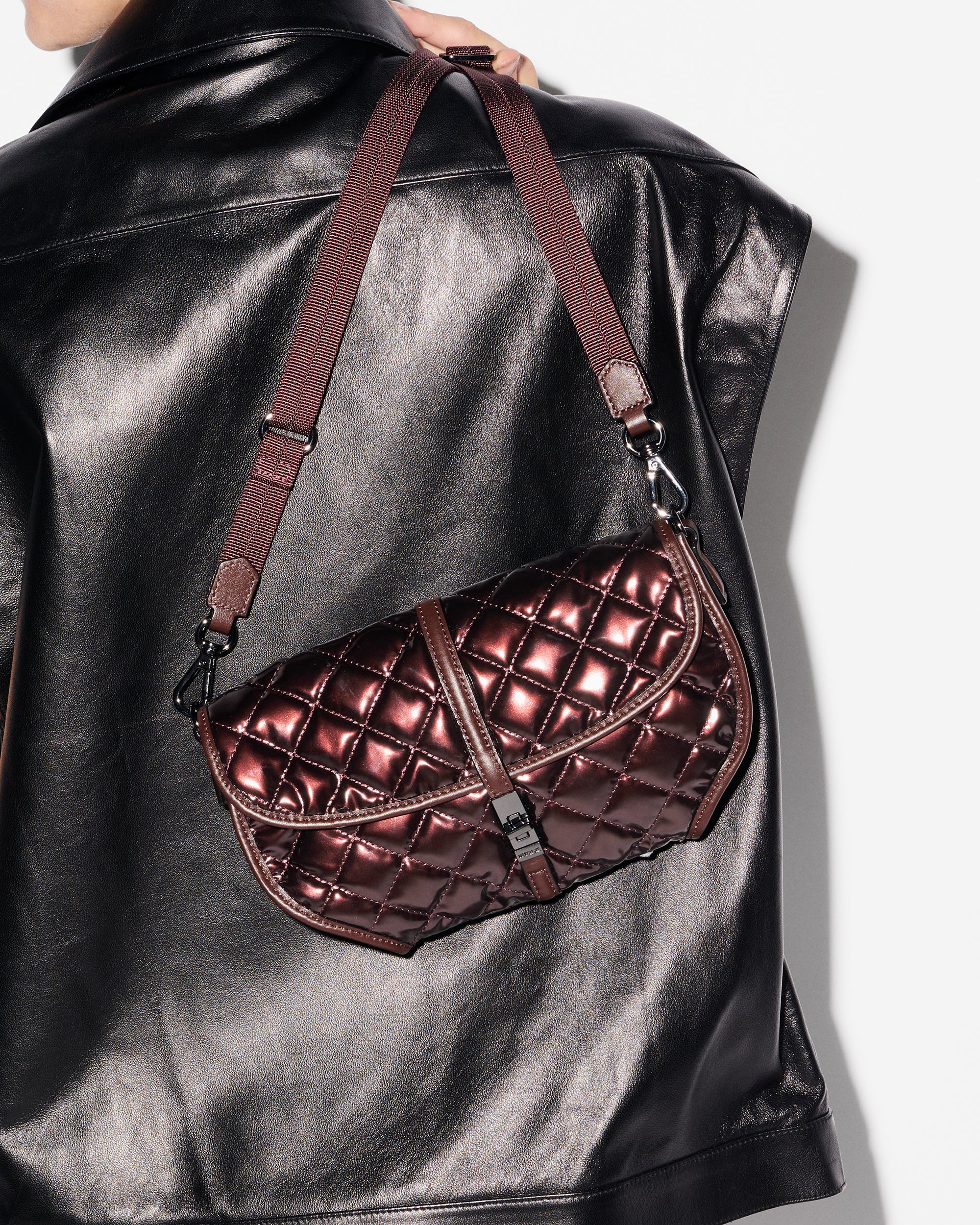 Bordeaux Lacquer Small Astor Convertible Clutch - Image 2