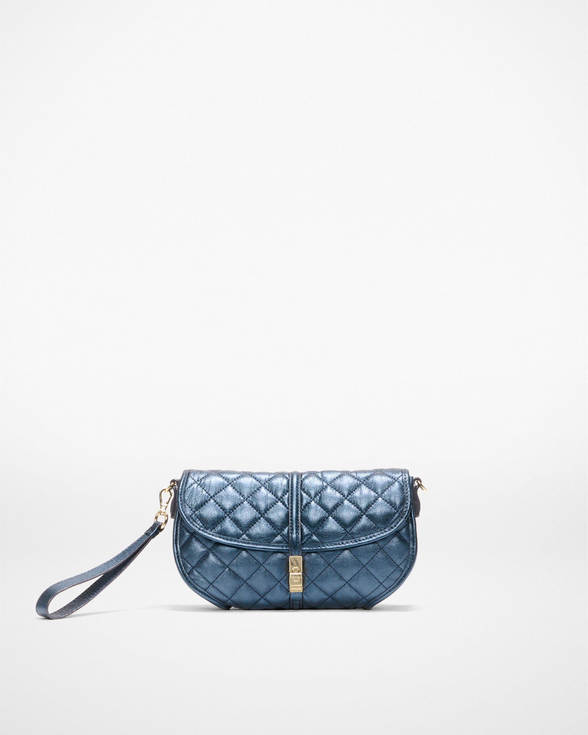 Midnight Metallic Leather Small Astor Convertible Clutch