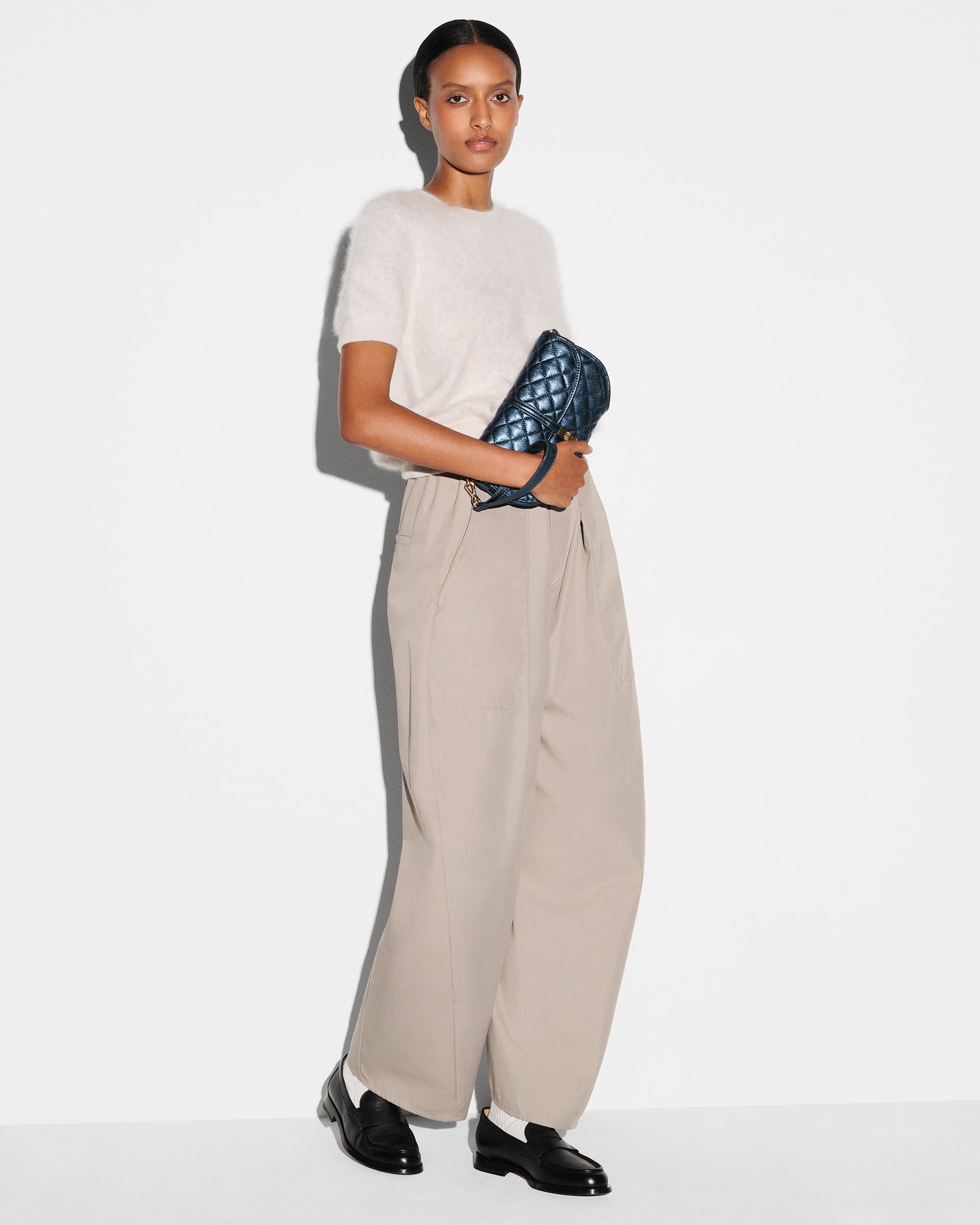 Midnight Metallic Leather Small Astor Convertible Clutch - Image 3