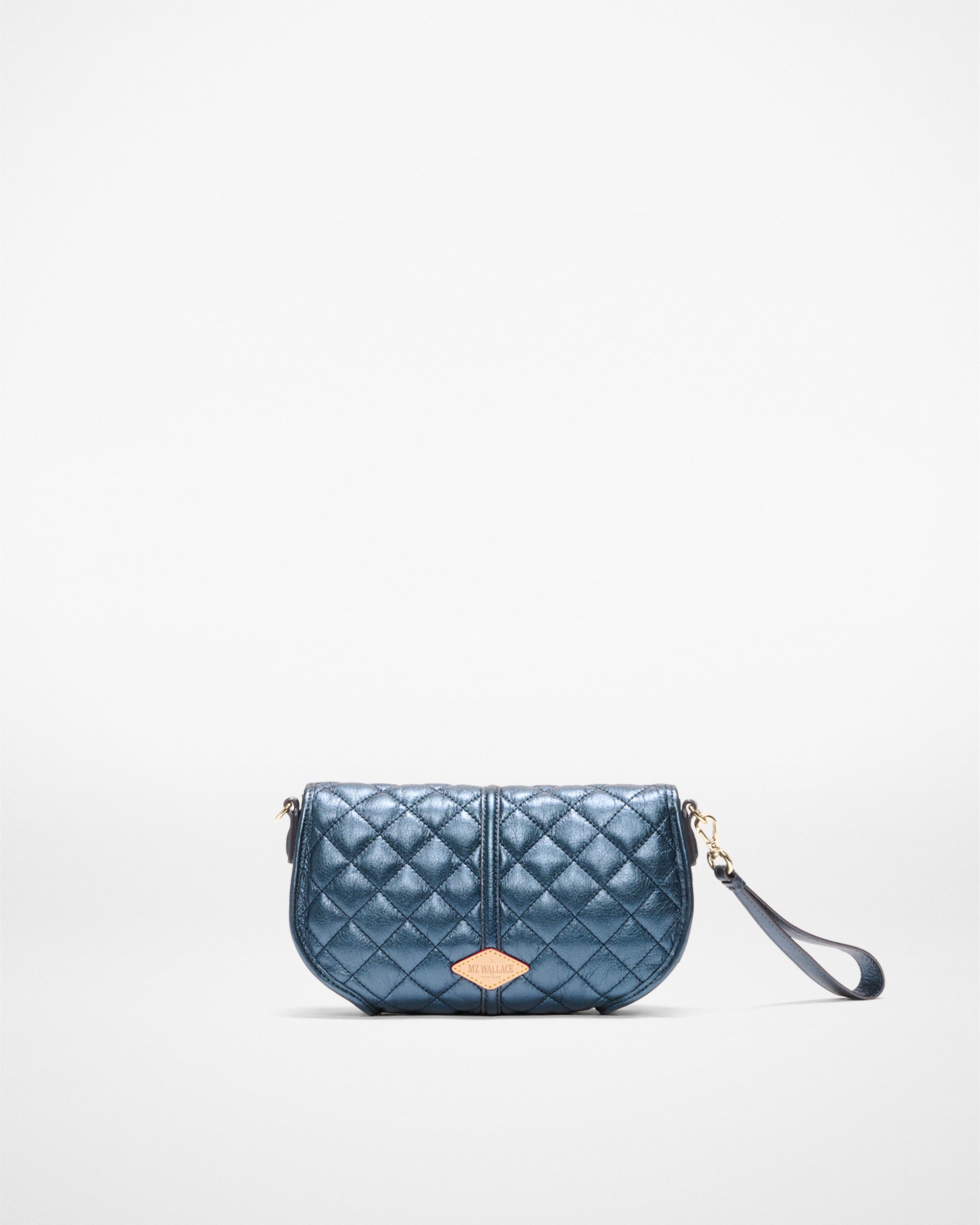 Midnight Metallic Leather Small Astor Convertible Clutch - Image 6