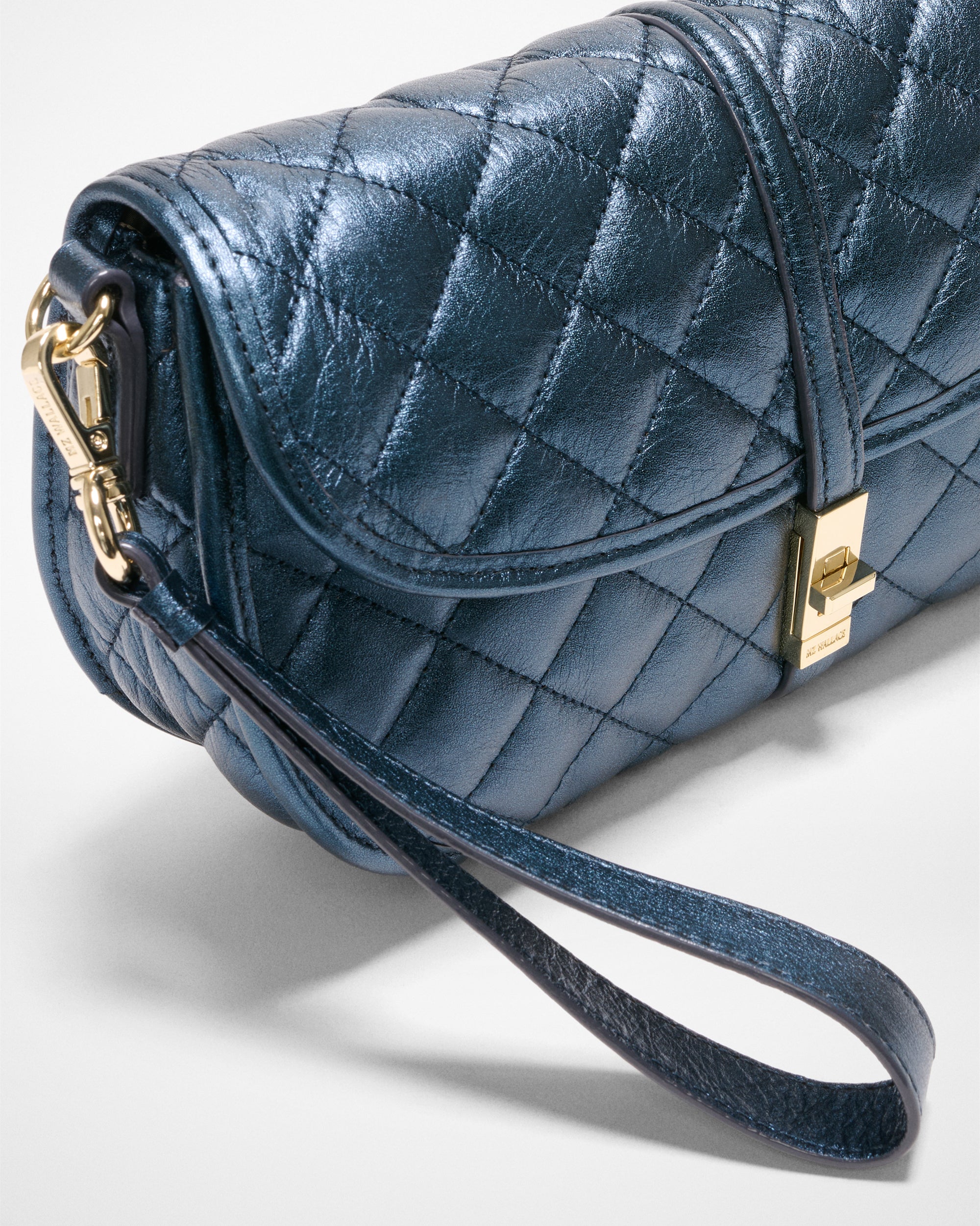 Midnight Metallic Leather Small Astor Convertible Clutch - Image 4