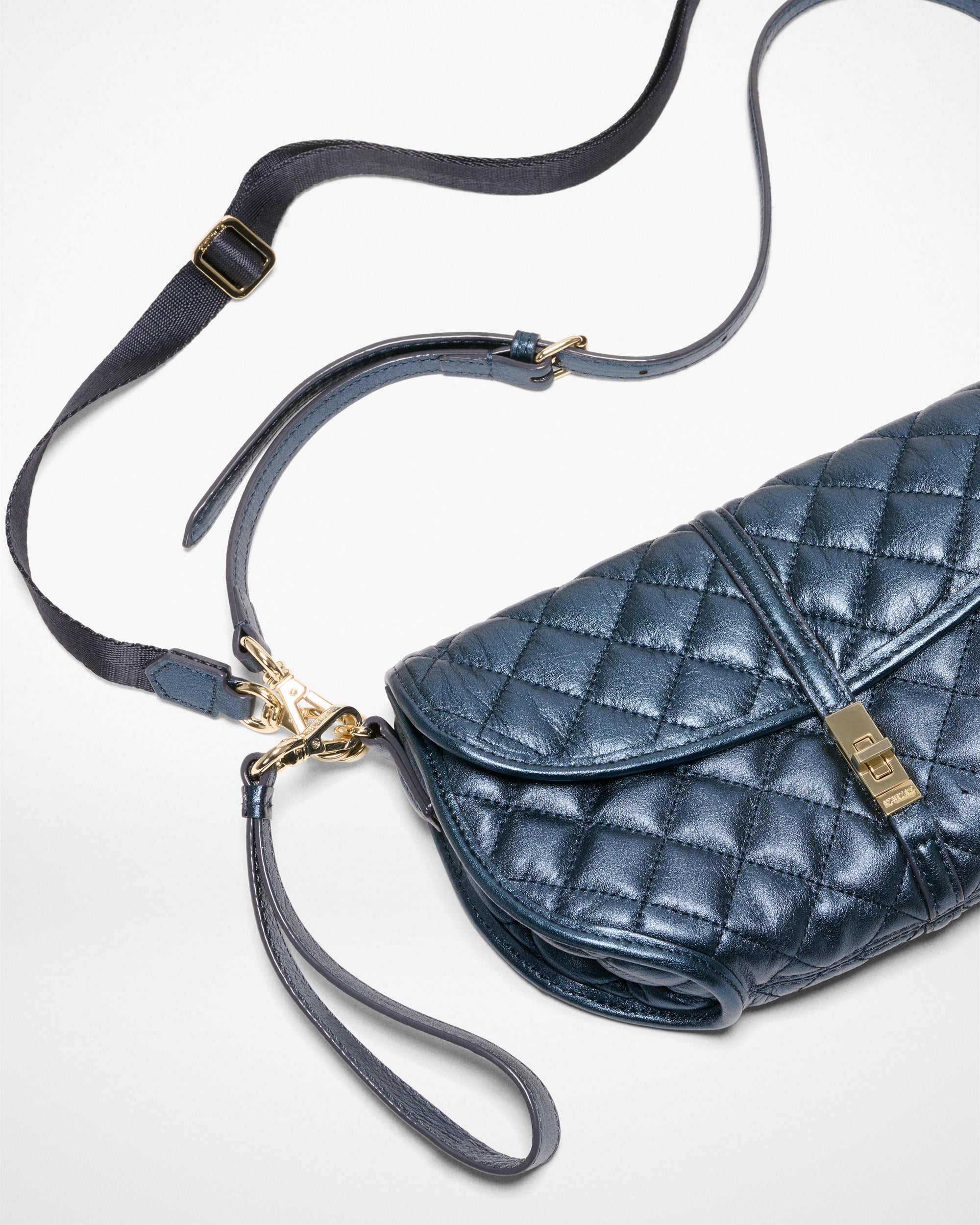 Midnight Metallic Leather Small Astor Convertible Clutch - Image 7