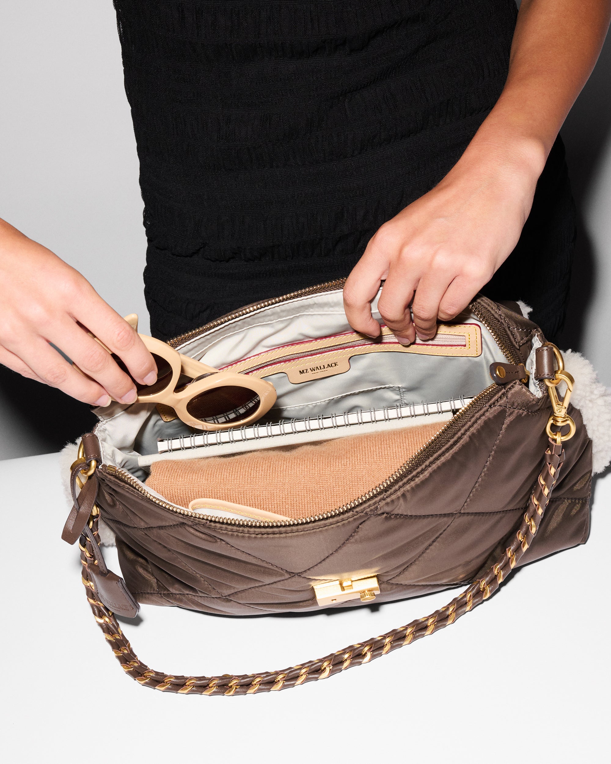 Shearling / Walnut Crosby Lock Shoulder - Image 6