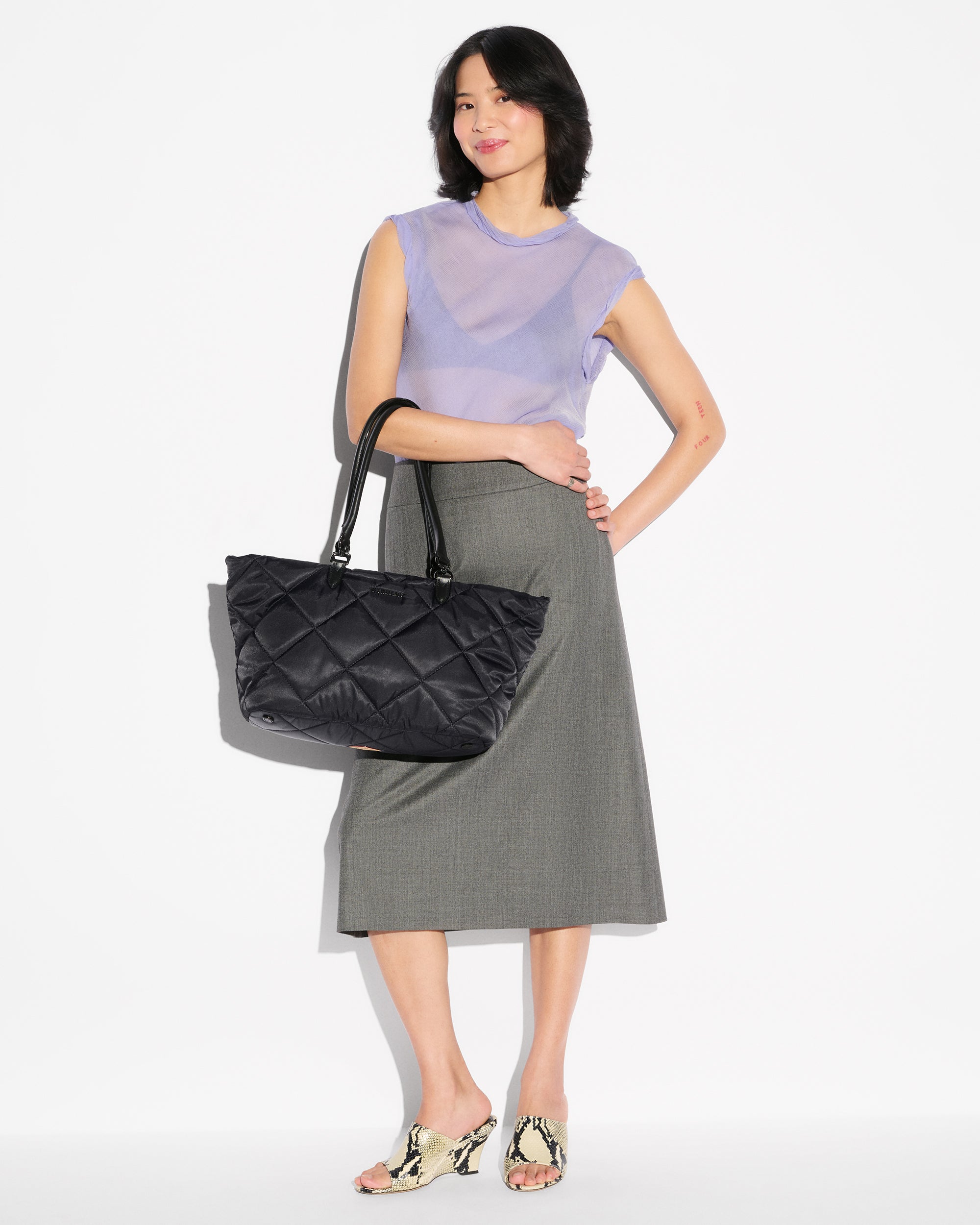 Black Medium Madison E/W Tote - Image 2