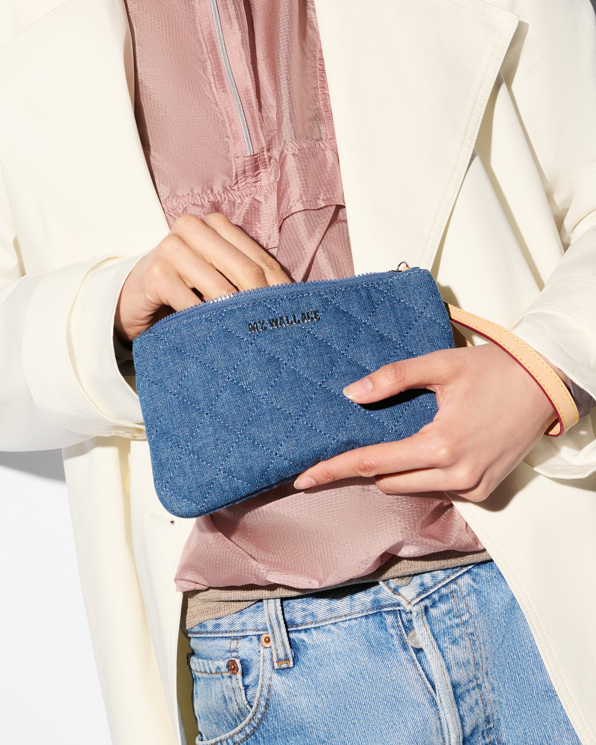 True Blue Denim Flat Metro Wristlet - Image 2