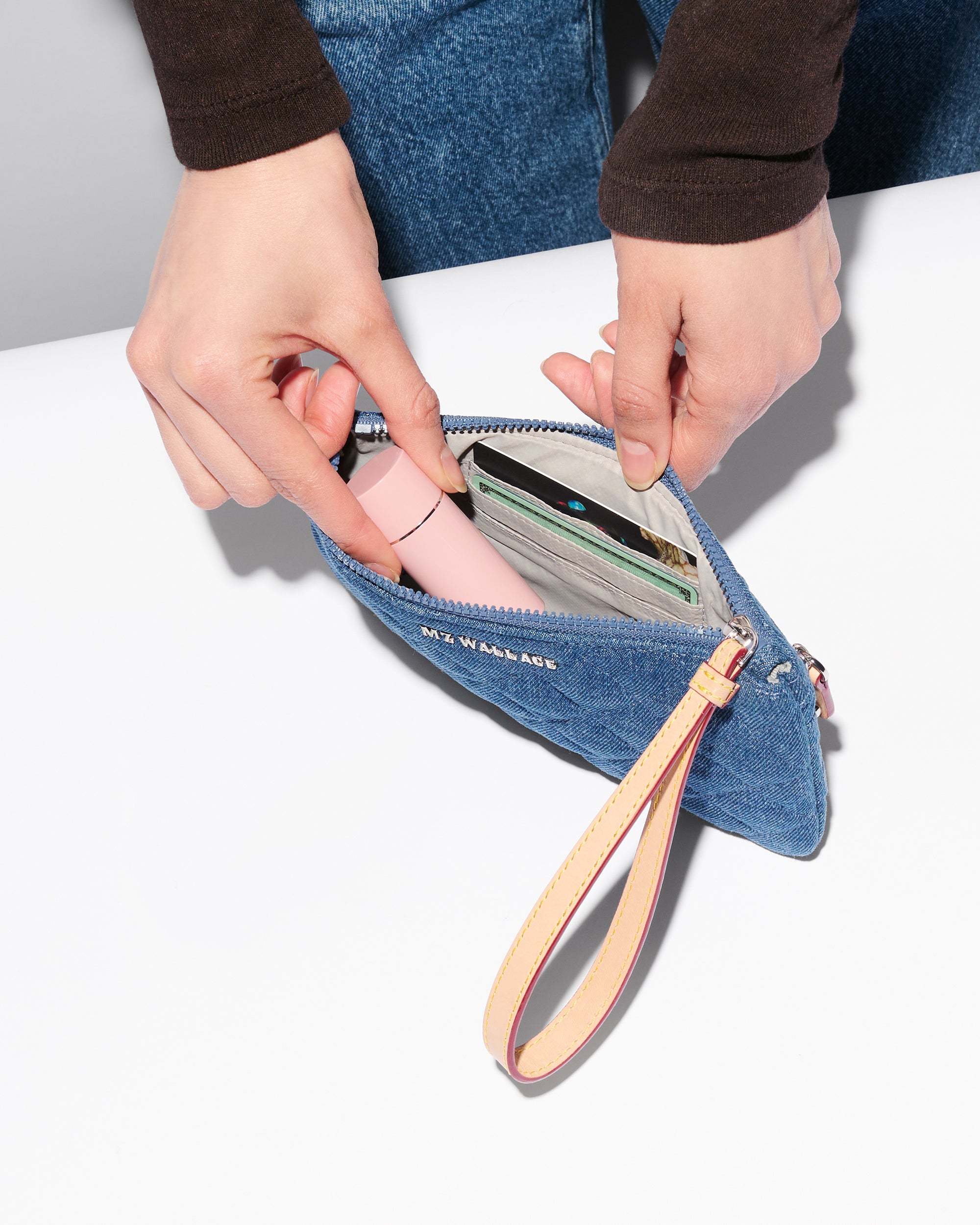 True Blue Denim Flat Metro Wristlet - Image 4