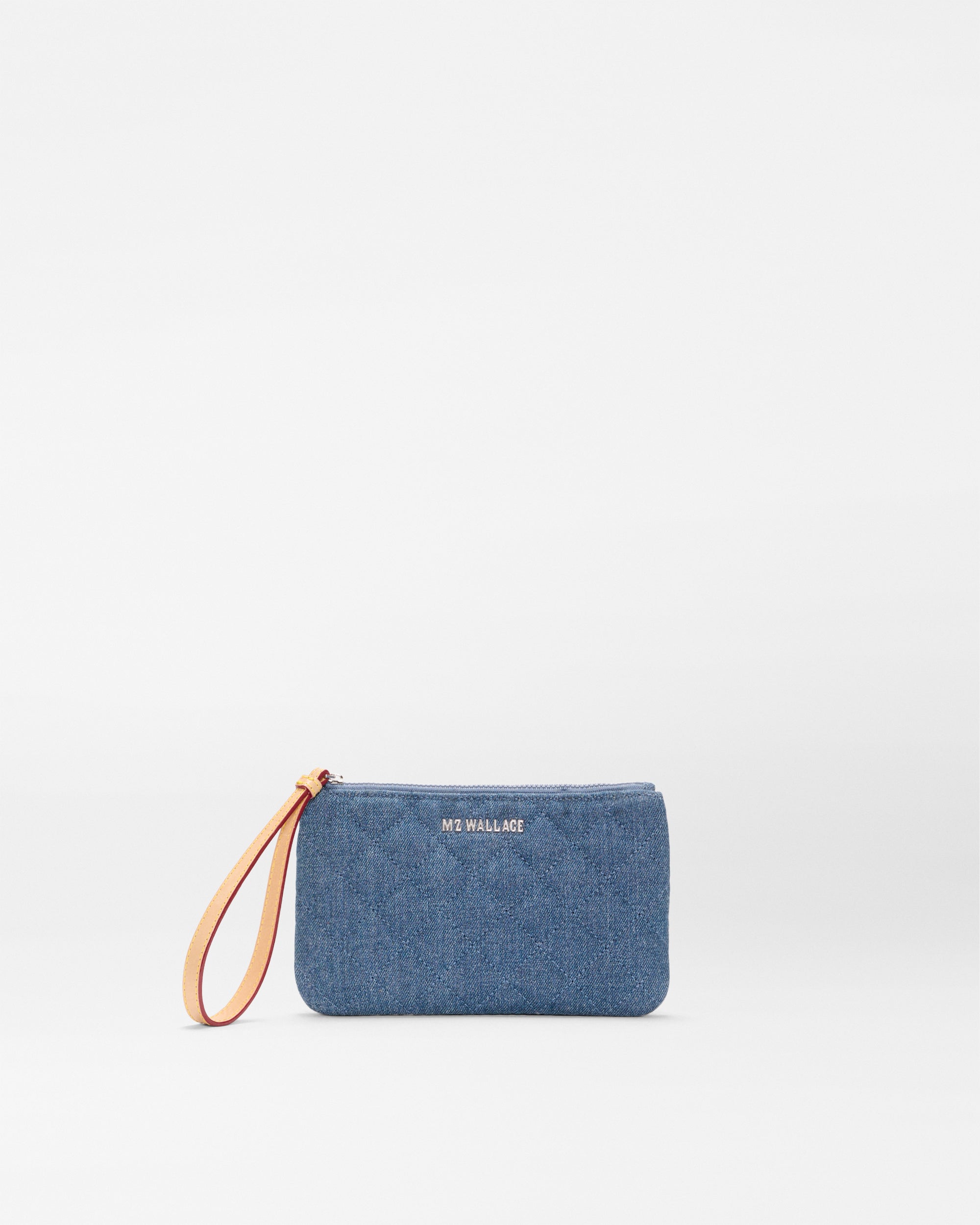 True Blue Denim Flat Metro Wristlet