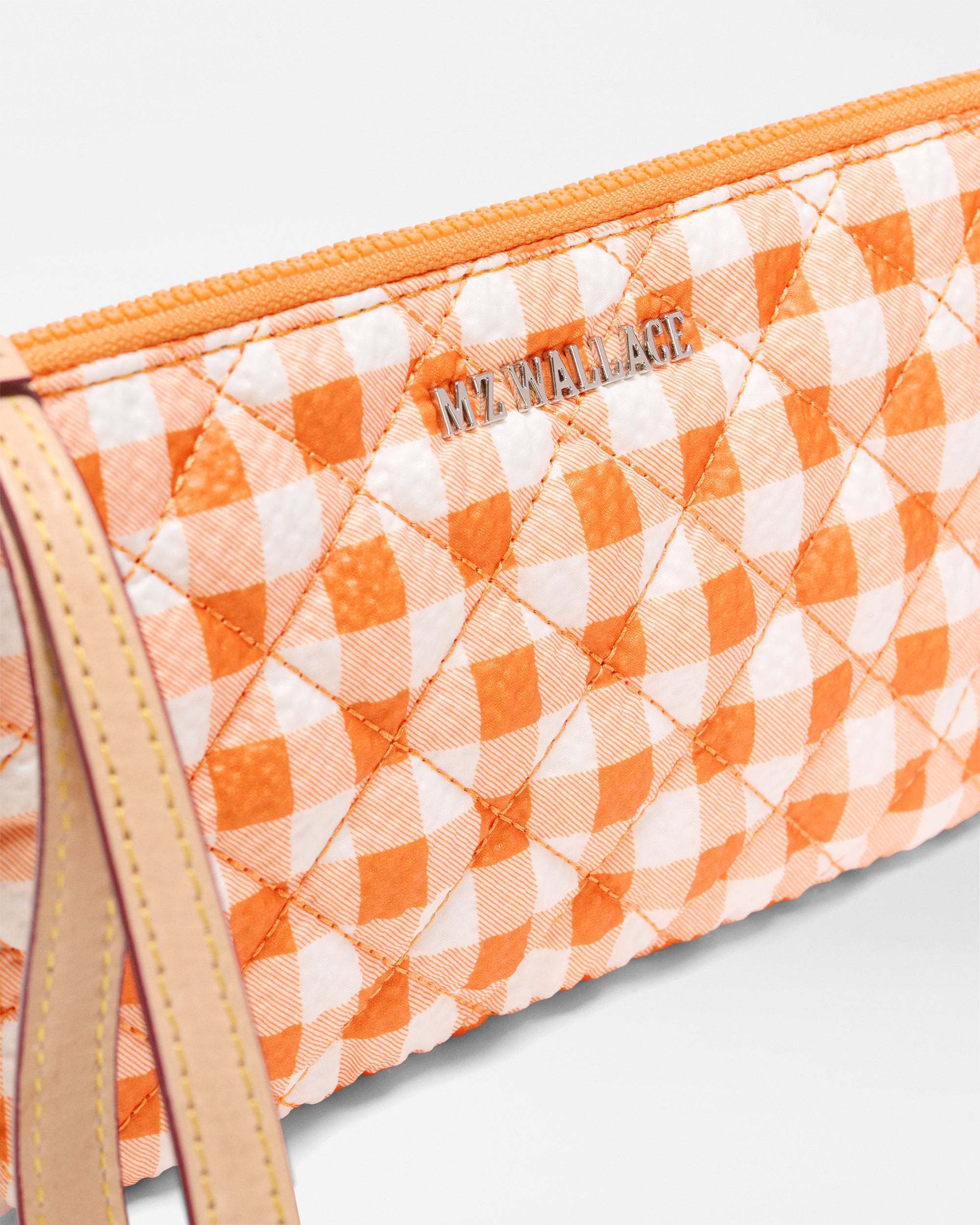 Sunset Orange Gingham Flat Metro Wristlet - Image 4