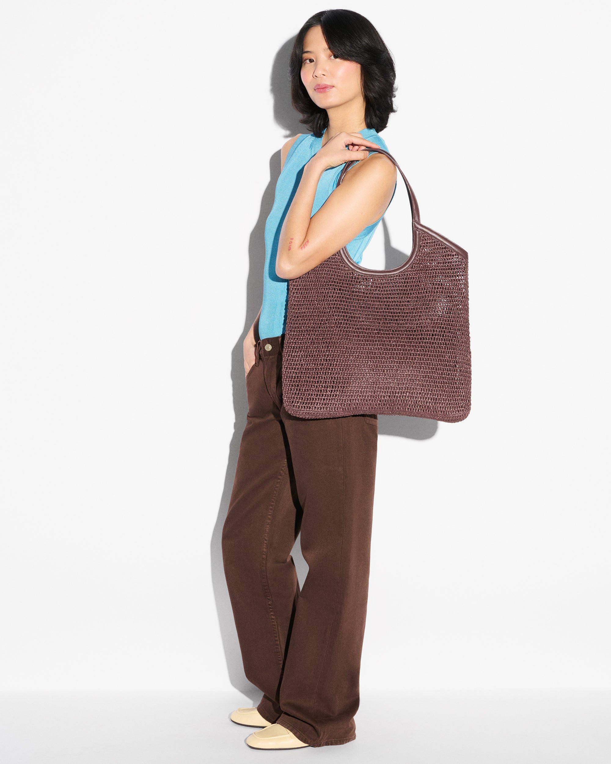 Brown Large Crochet Georgica Tote - Image 4