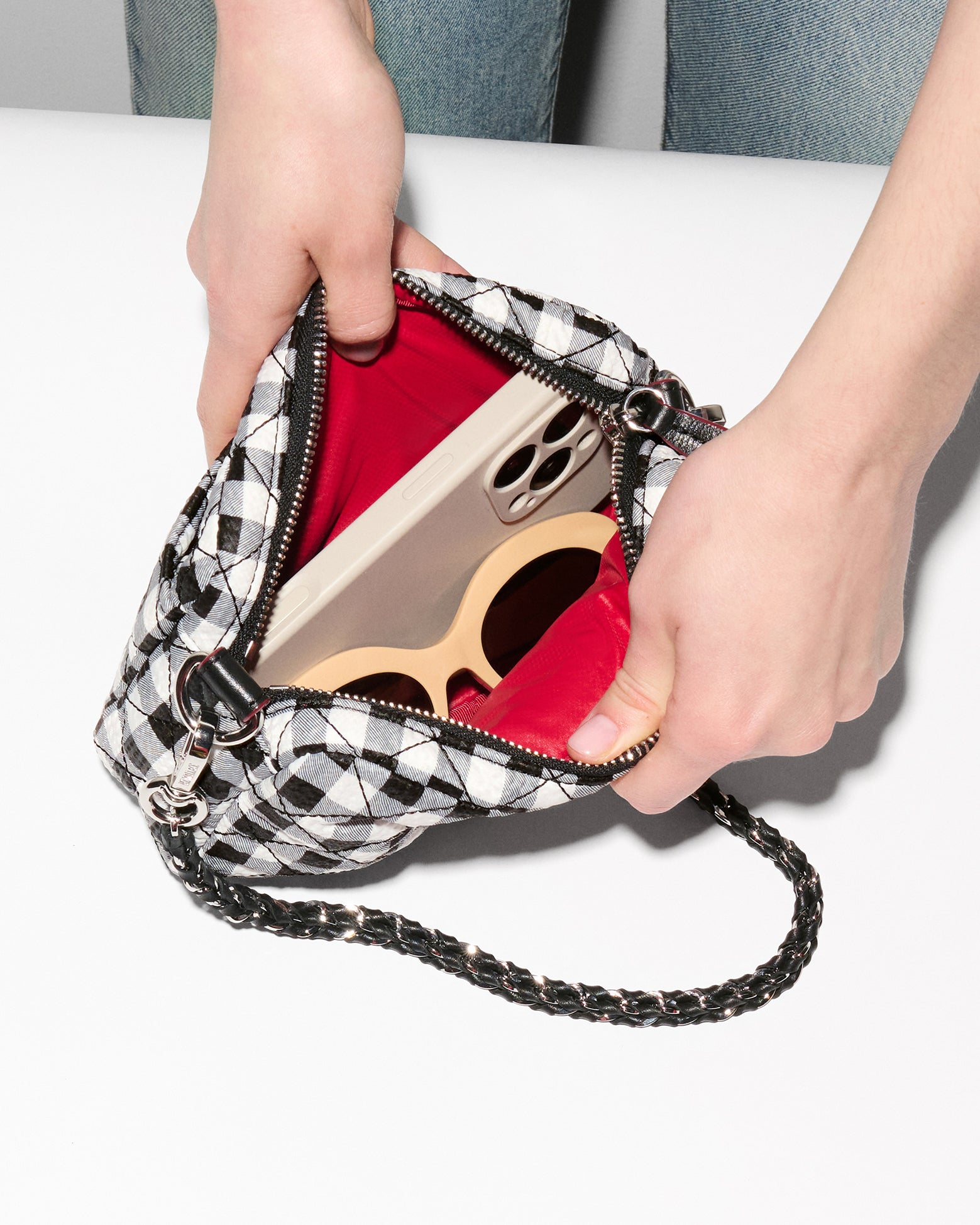 Black/White Gingham Mini Crosby Crossbody - Image 6