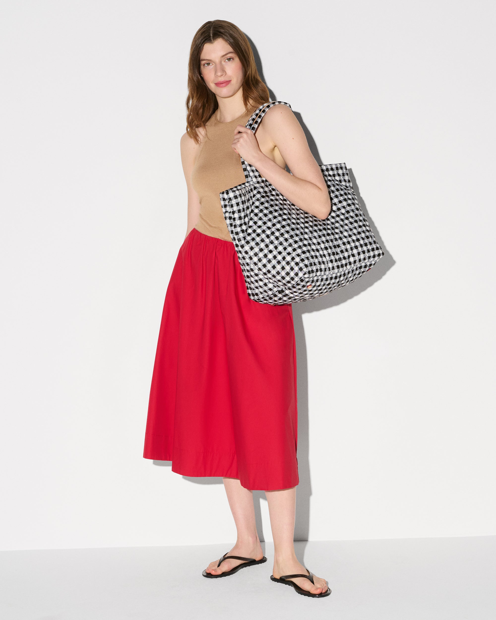 Black/White Gingham Large Metro Tote Deluxe - Image 3