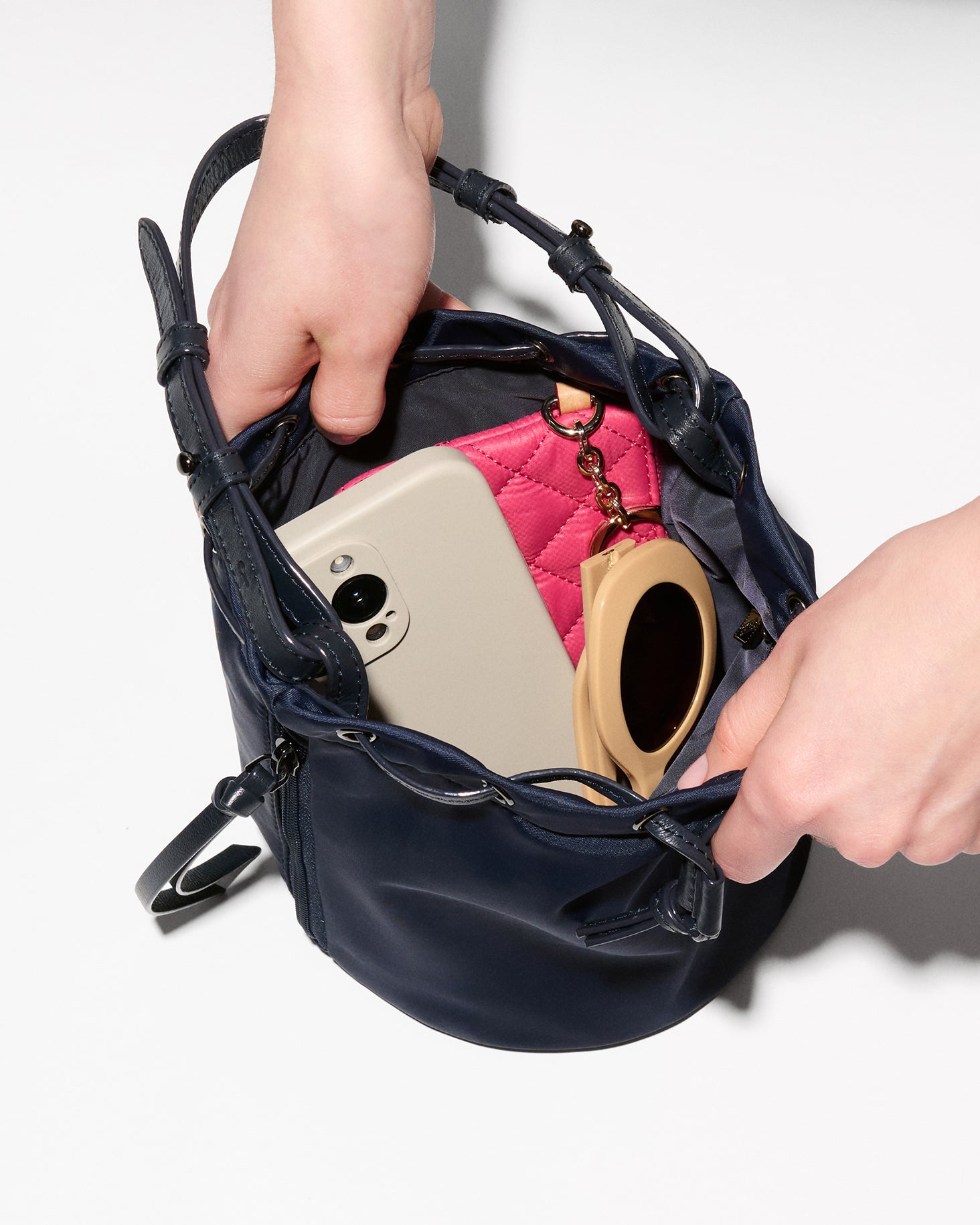 Navy Waverly Bucket Bag - Image 6