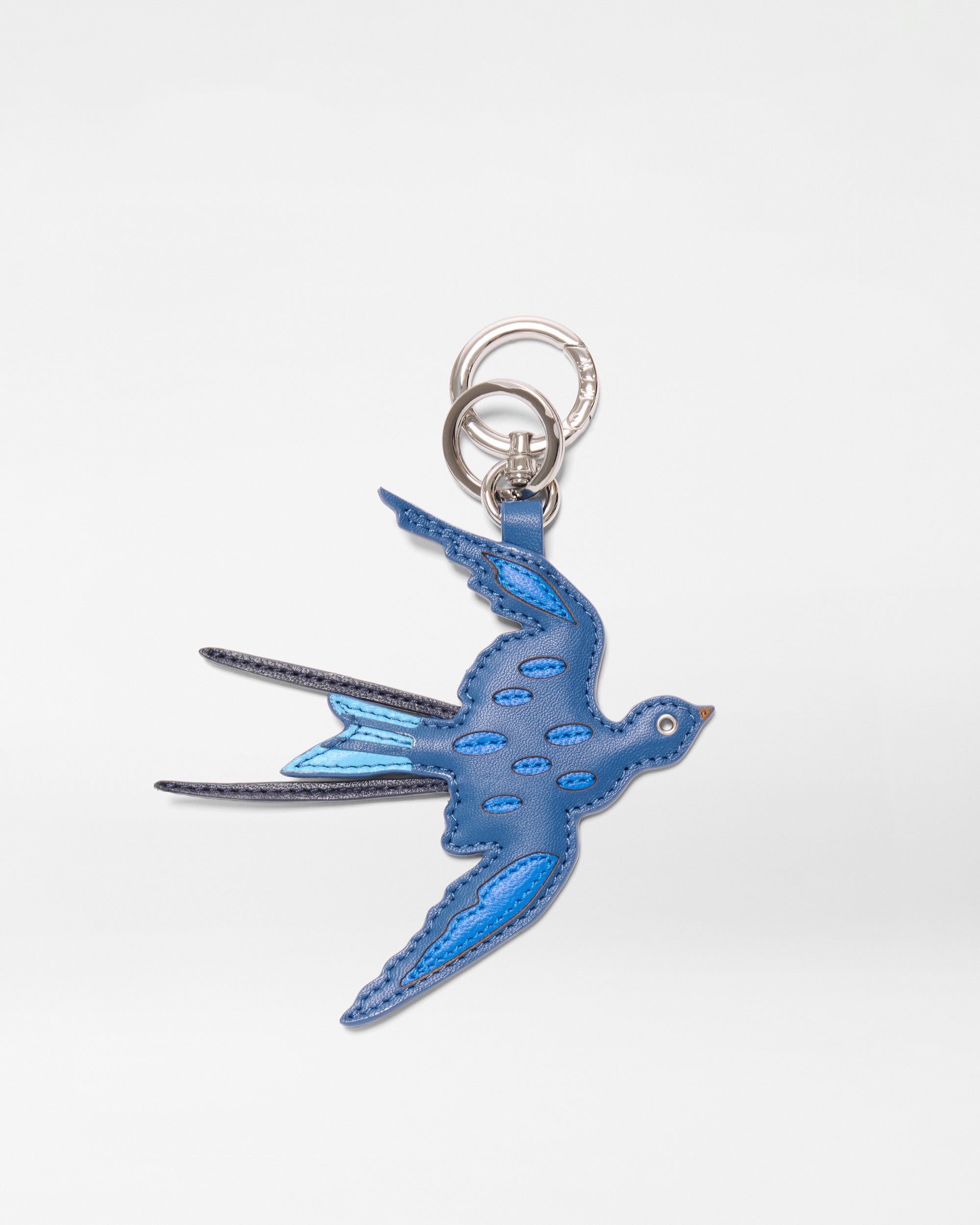 Blue Multi Leather Bird Charm