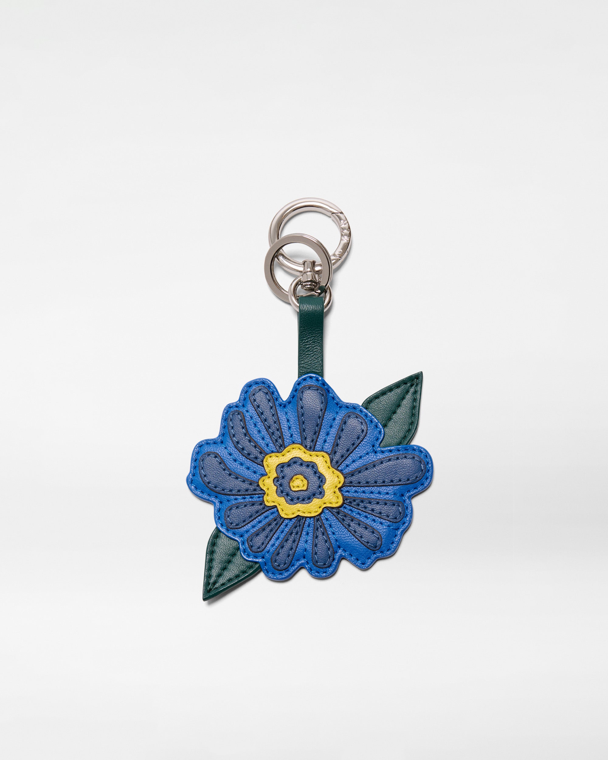 Blue Multi Leather Flower Charm