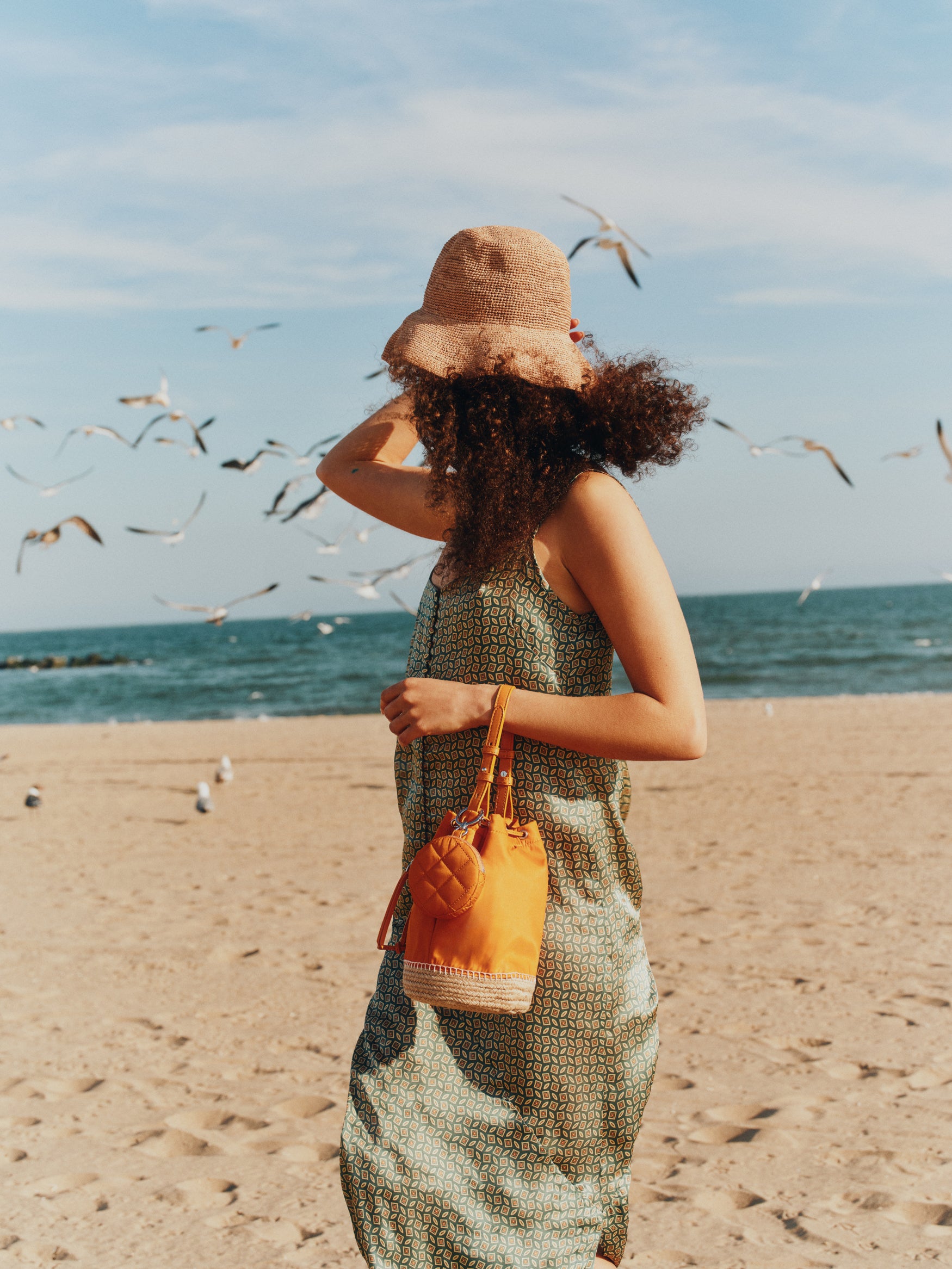 Sunset Orange Waverly Espadrille Bucket Bag - Image 2