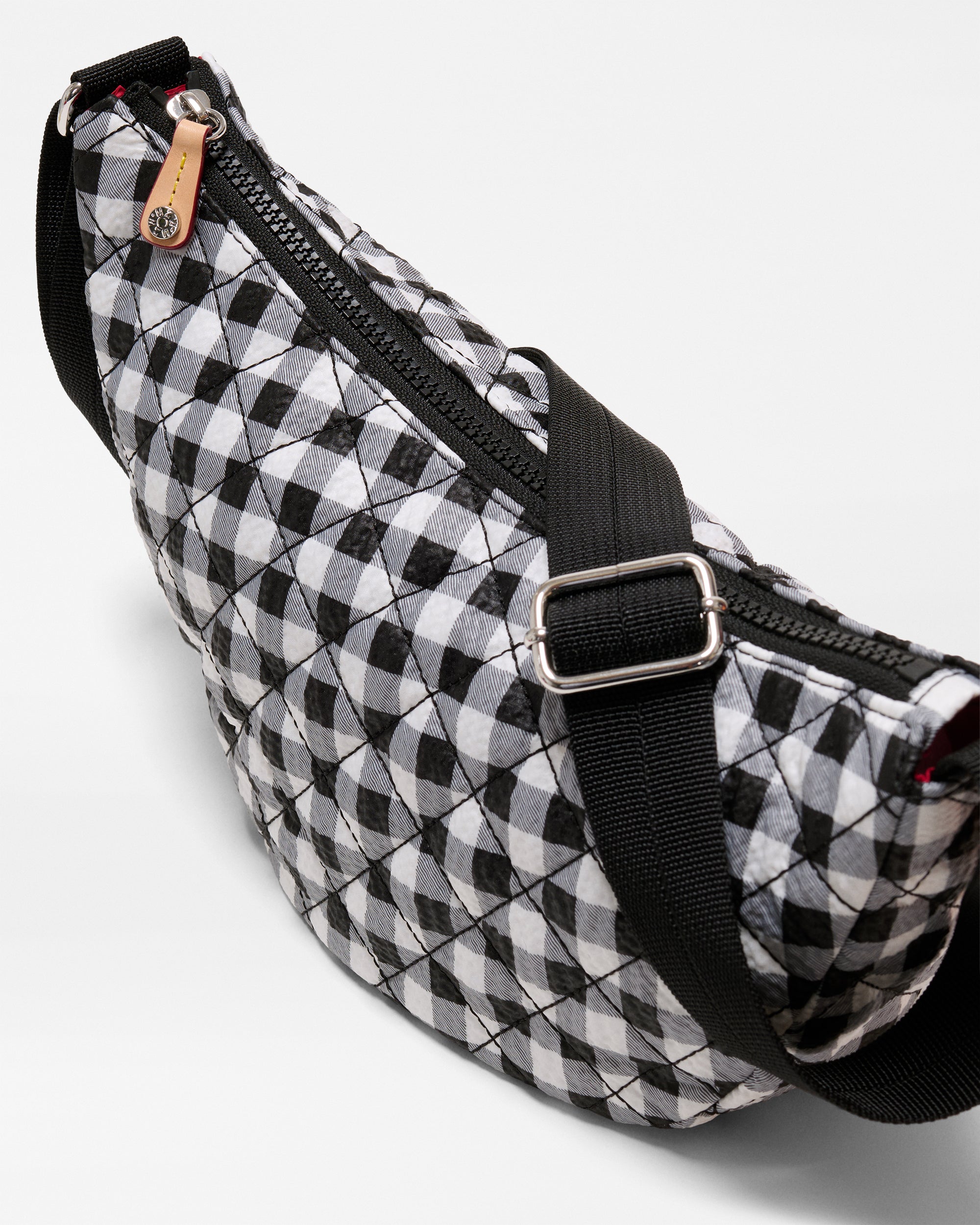 Black/White Gingham Small Metro Smile Bag - Image 4