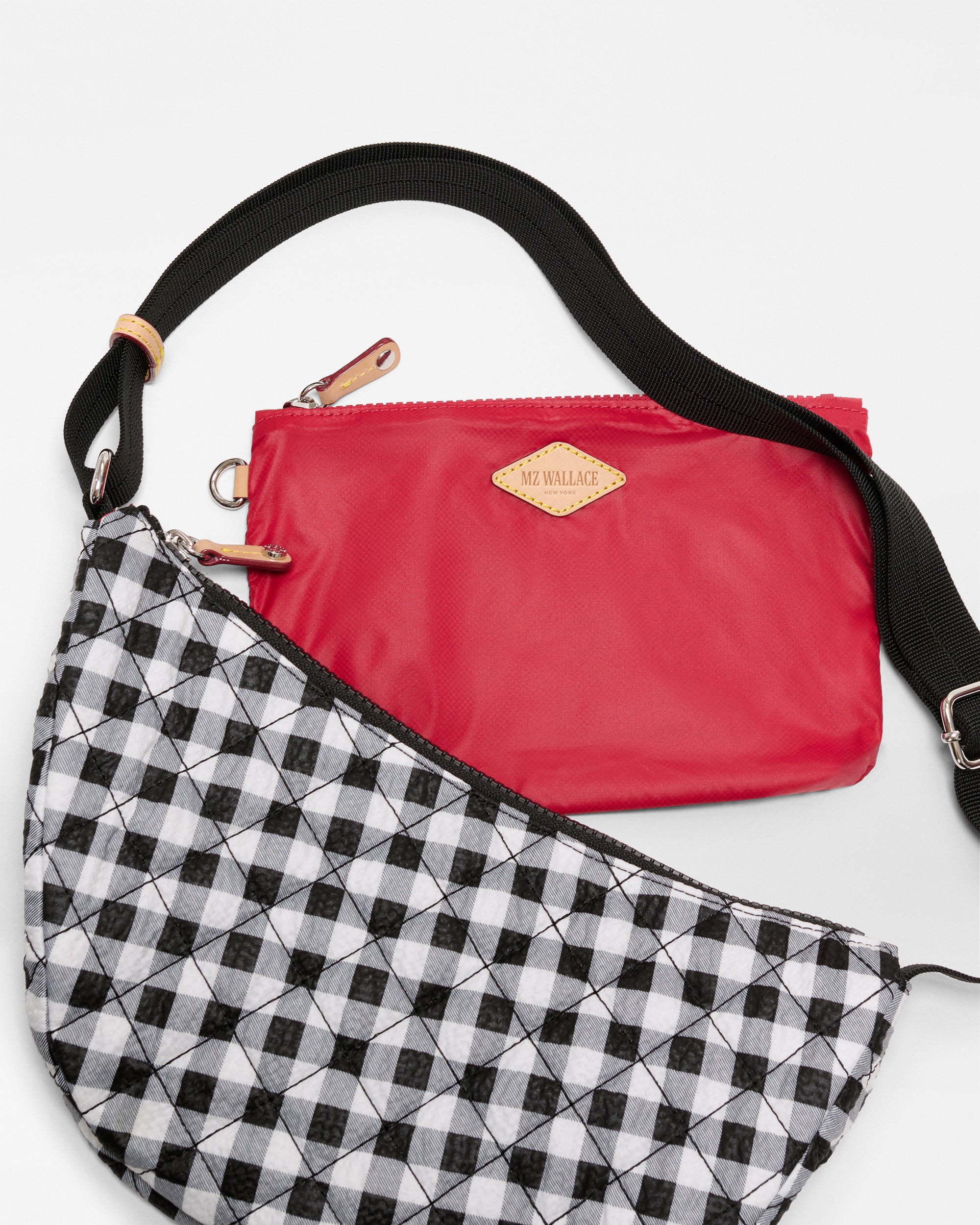 Black/White Gingham Small Metro Smile Bag - Image 6