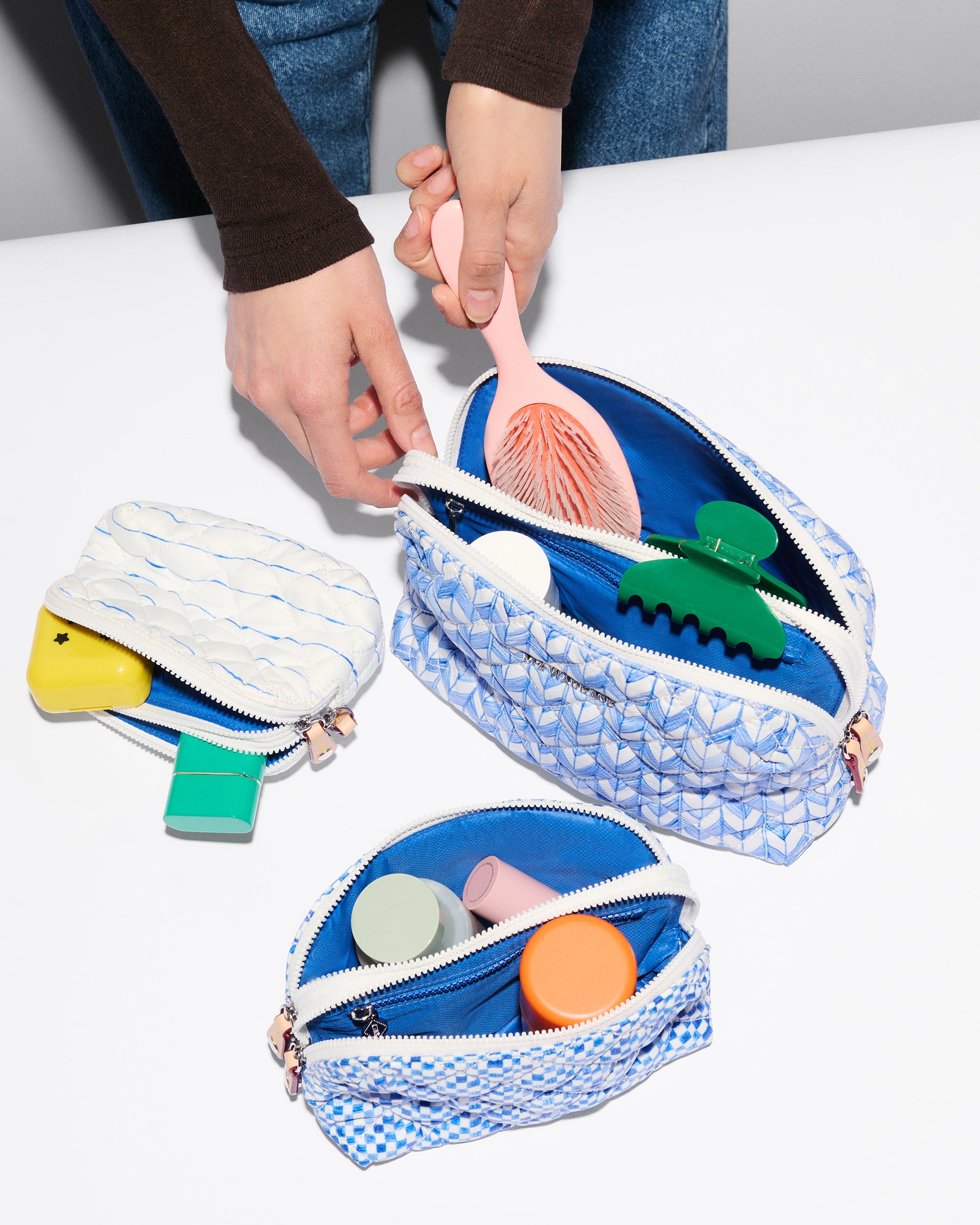 Porcelain Blue/Multi Double Zip Cosmetic Bundle - Image 4