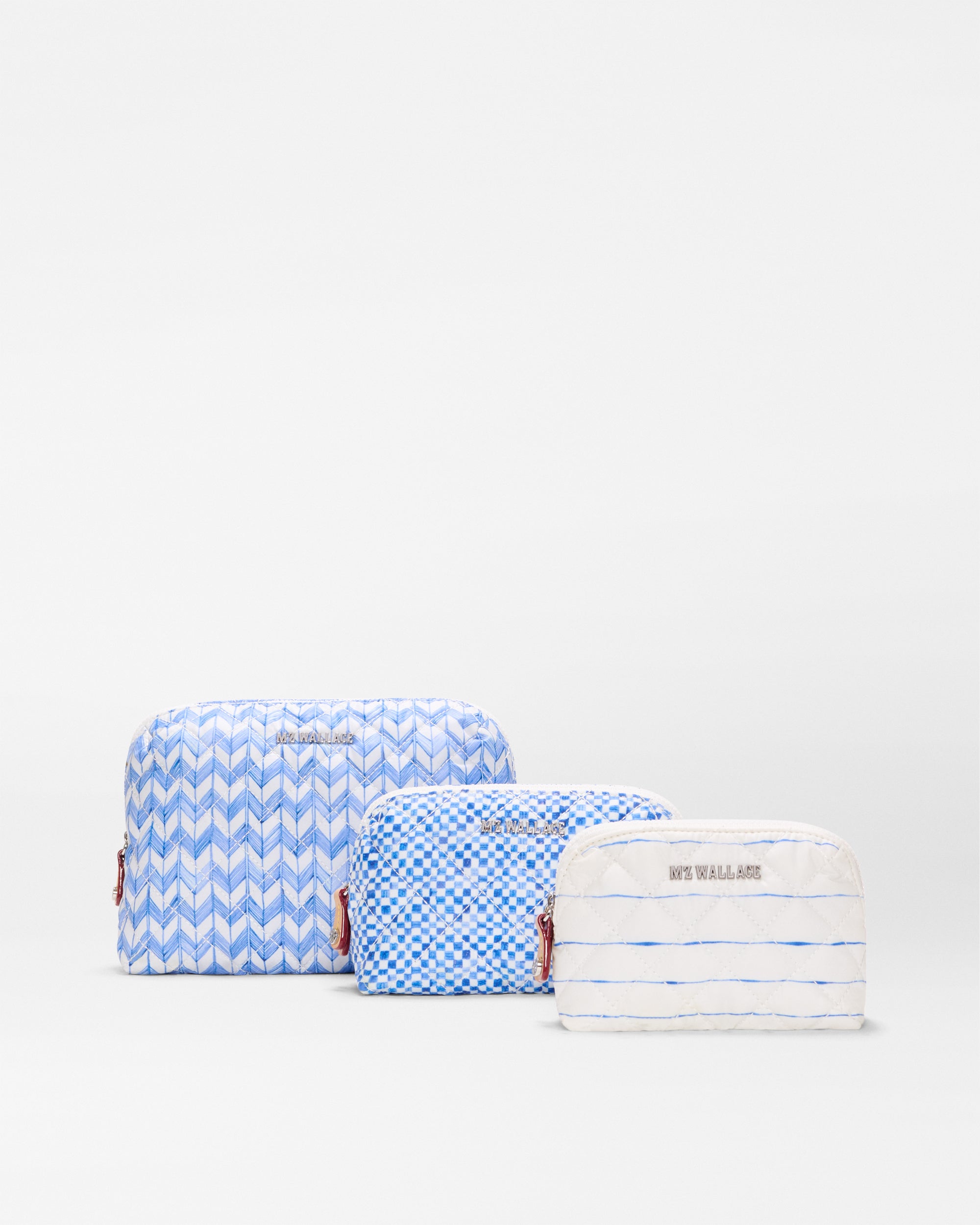 Porcelain Blue/Multi Double Zip Cosmetic Bundle