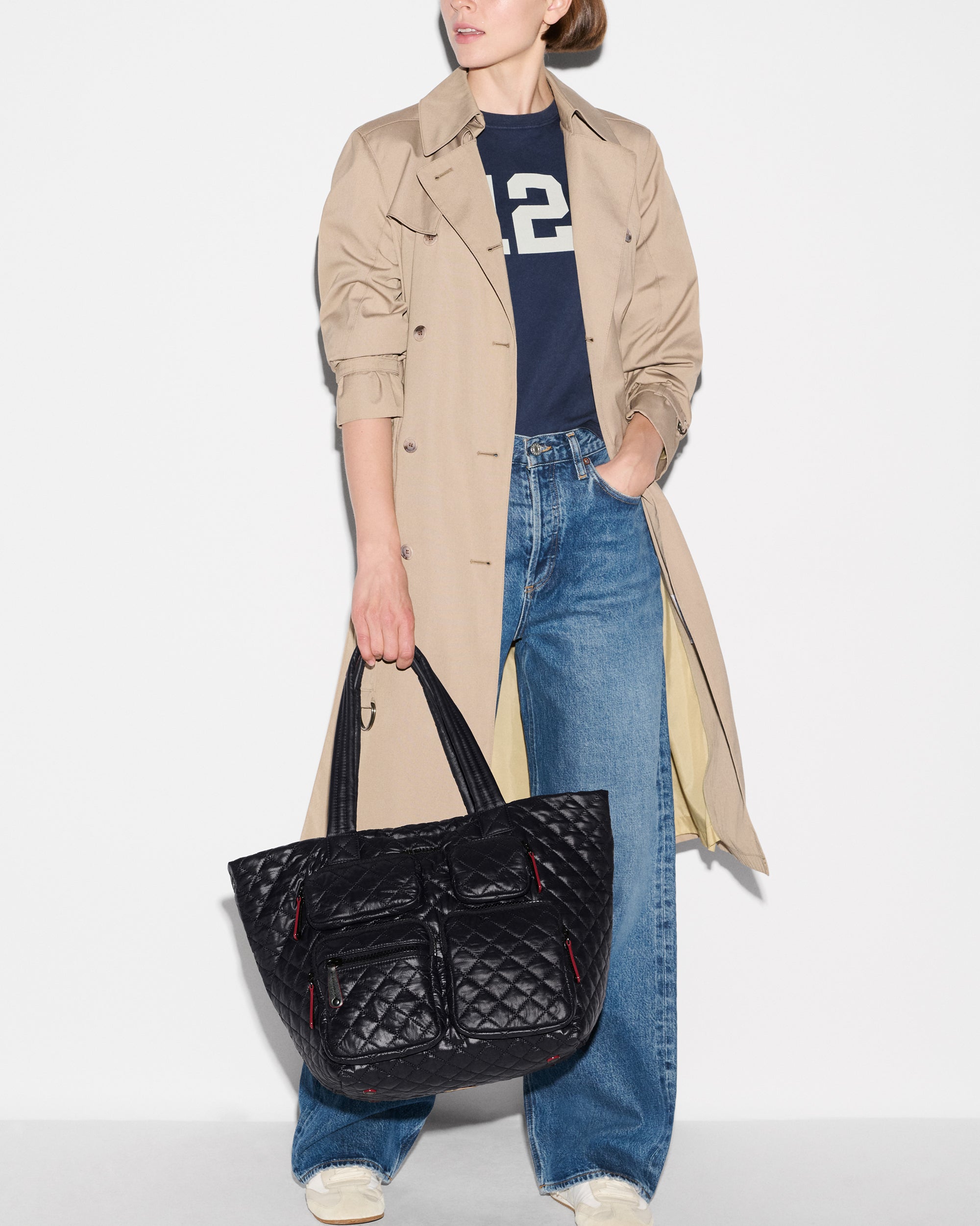 Black Medium Metro Travel Tote - Image 7