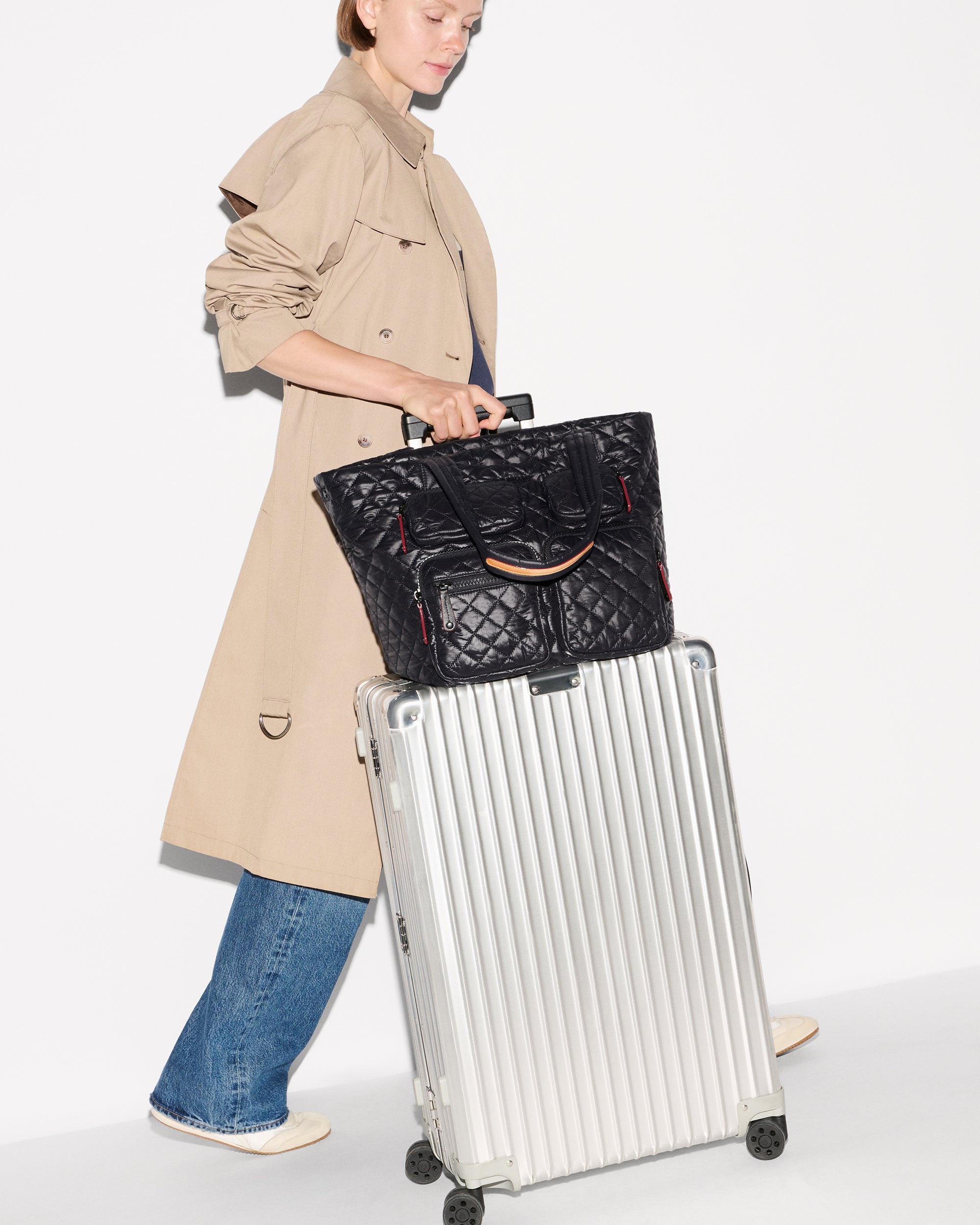 Black Medium Metro Travel Tote - Image 4