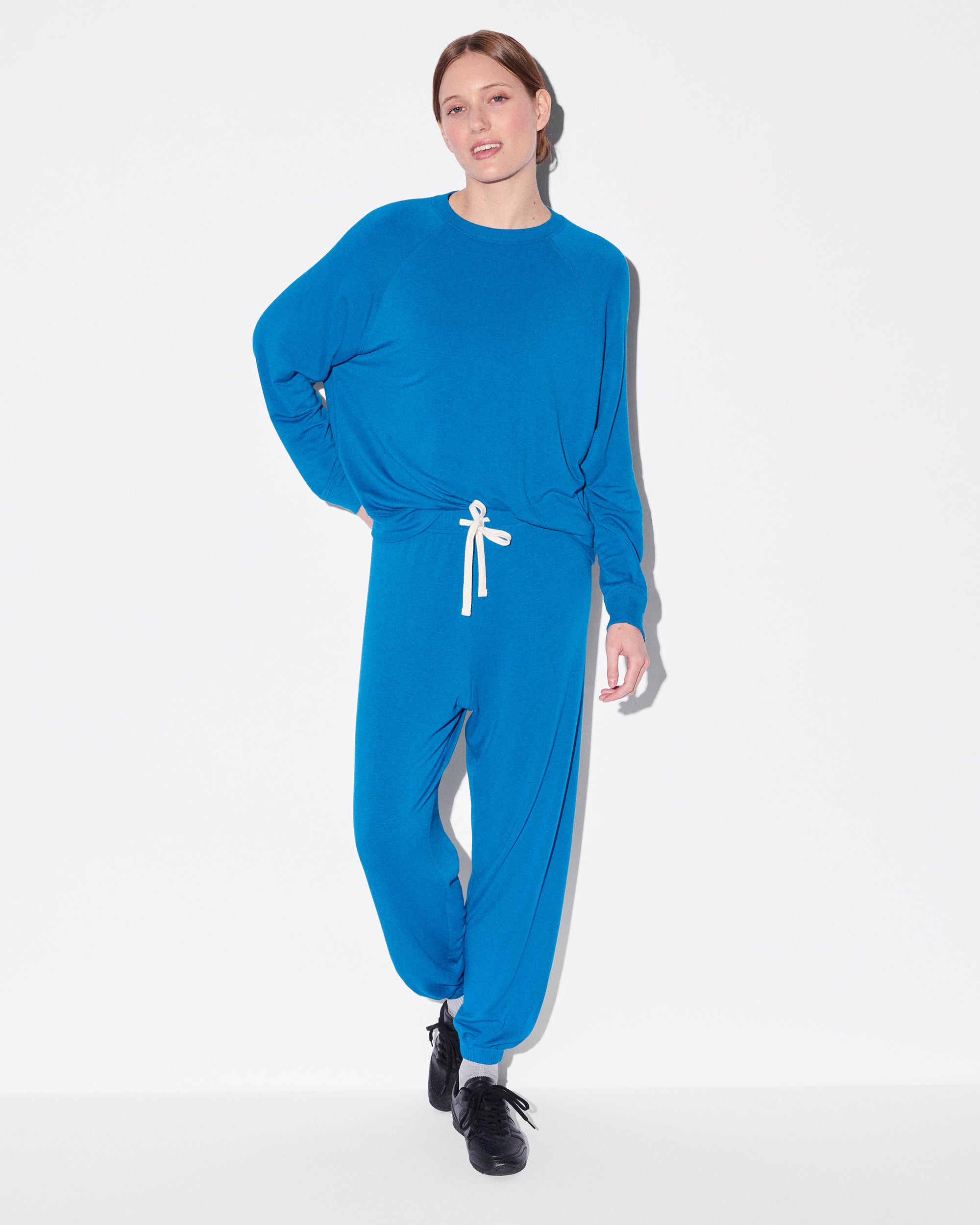 Black/Classic Blue MZ Wallace x Splits59 Extra Small Andie Oversized Fleece Sweatpants - Image 2